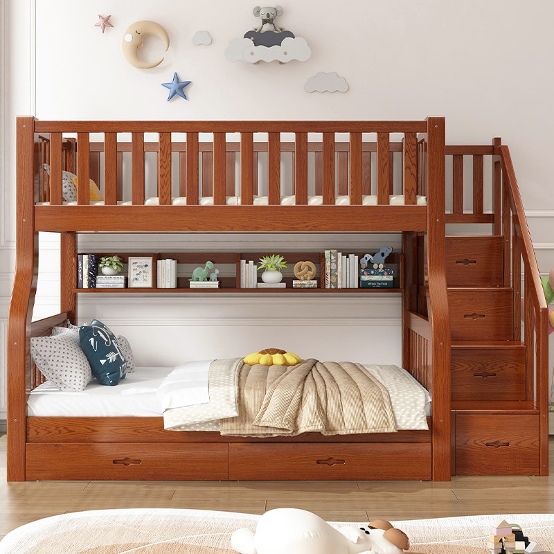 橡木儿童床上下床双层床全实木上下铺小户M经济型子母床两层高低