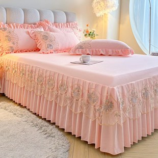 公主风床罩床裙式 单件席梦思保护套防滑蕾丝花边1.5m1U.8米2.0床