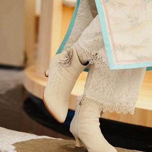 秋冬旗袍打底裤内棉绸外蕾丝双层保暖舒适透气长裤V衬裤无静电女