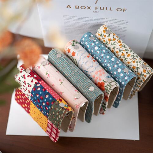 A8M5活页布艺面刺绣印碎花文艺E小清新手账随身小本子记事手工