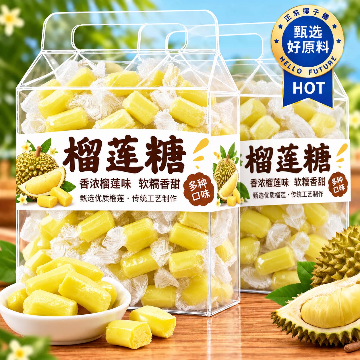 榴莲糖泰国原装正品猫山王榴莲水果糖年货喜糖休闲零食官方旗舰店