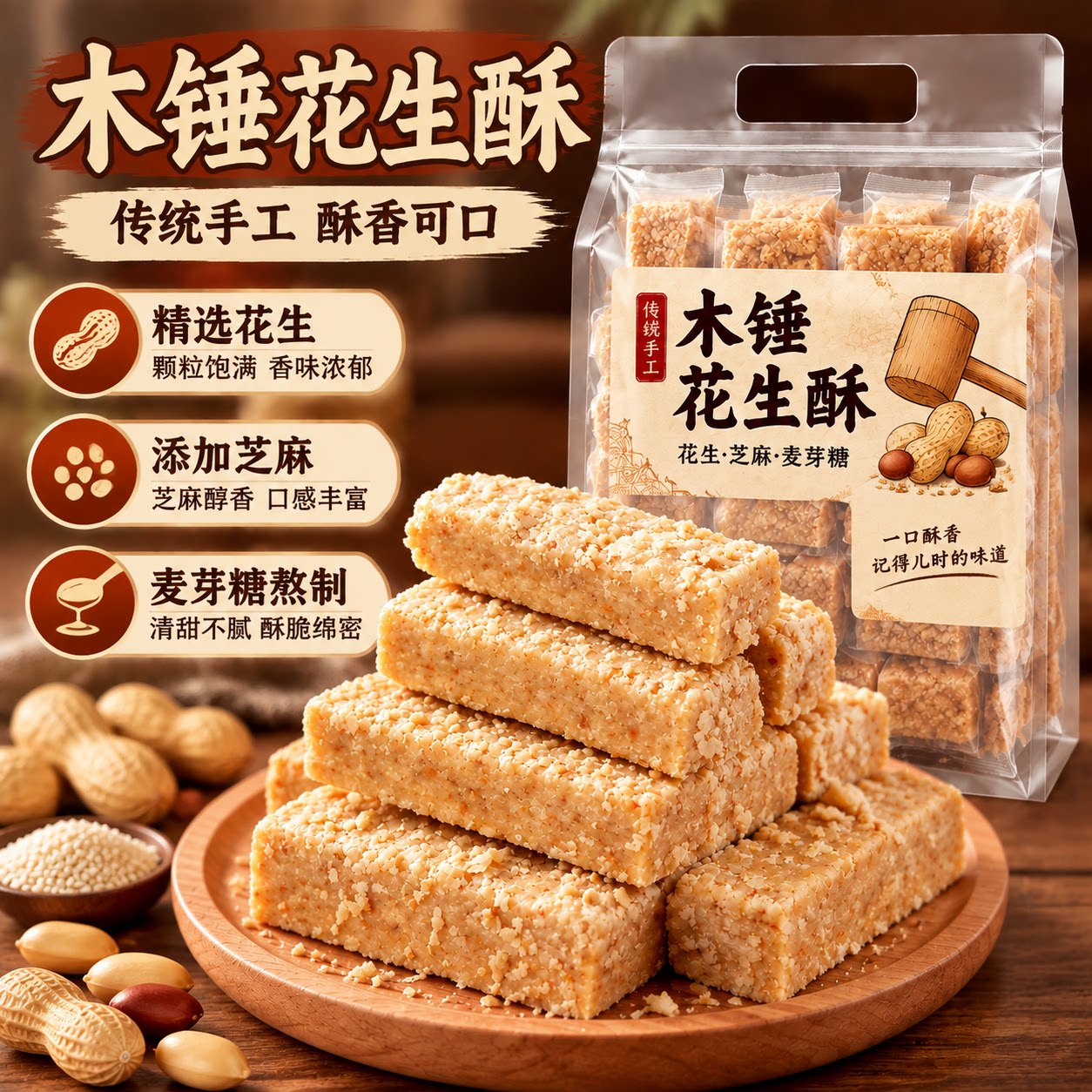 【全网热销】正宗安徽木锤花生酥图片
