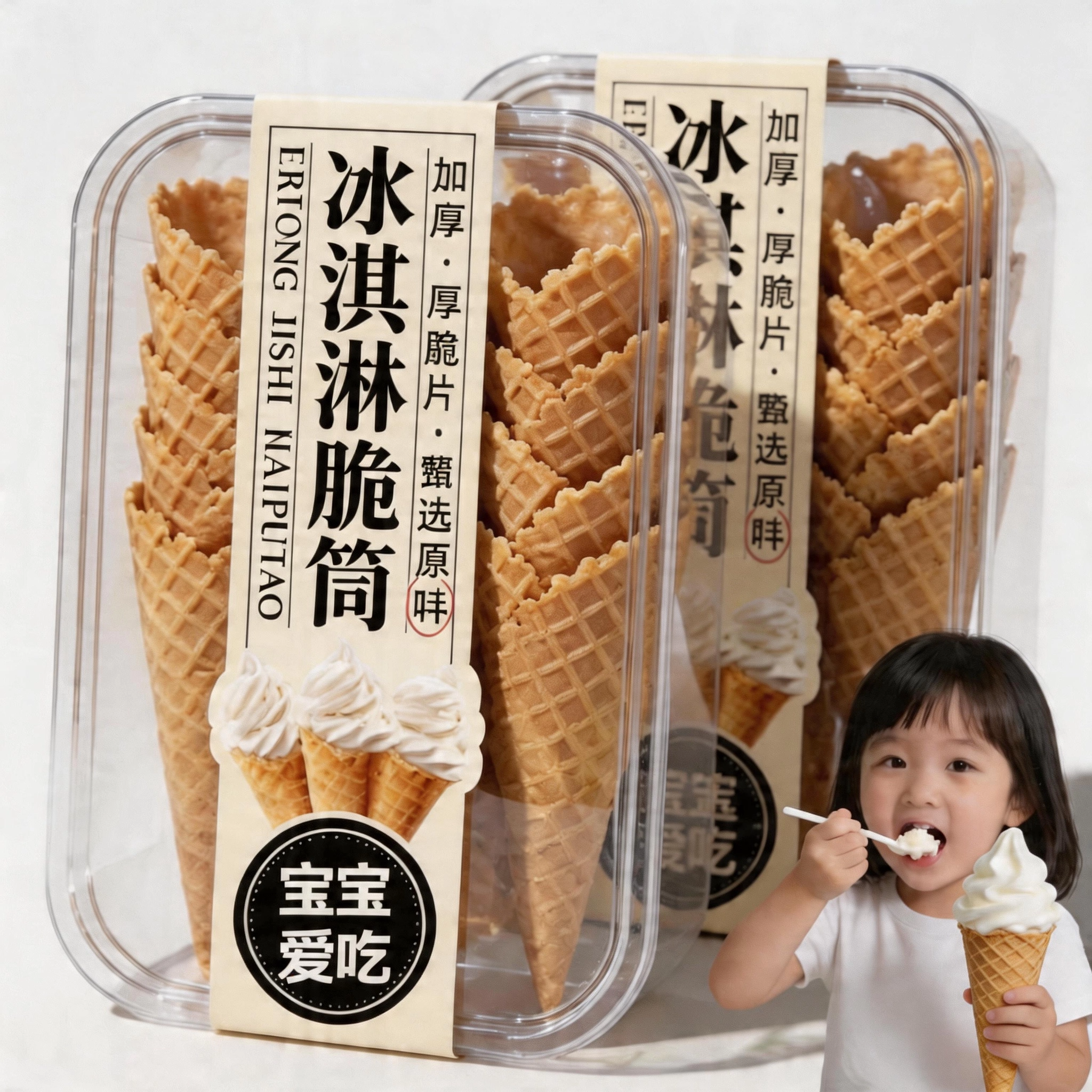 冰淇淋蛋筒甜筒脆皮筒蛋卷热奶宝脆筒雪糕筒商用加厚中大号旗舰店