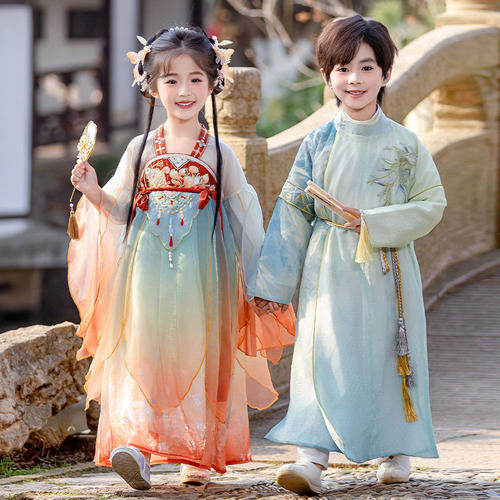 汉服男童春秋2026新款古装儿童国学服唐装女童公主裙六一演出服装