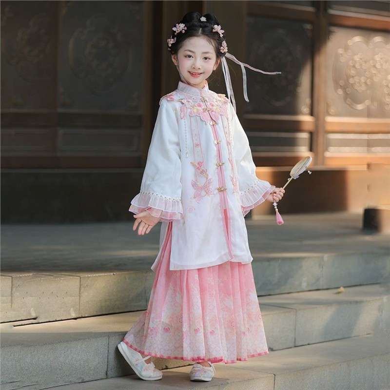 汉服女童2025古风新款云肩明制超仙春秋中国儿童飘逸国风簪花古装