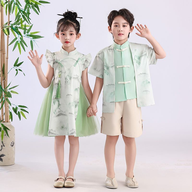 六一儿童演出服小学生合唱表演服幼儿园毕业照服装中国风汉服女童