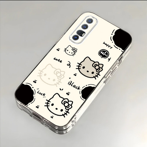 黑白猫咪适用于OPPOReno3Pro手机壳Reno3新款PCRM00全包防摔保护套可爱男女透明reno3元气版ins风专用外壳
