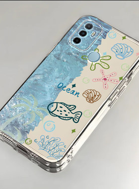 夏日海浪适用于OPPOA32手机壳A35新款PDVM00全包防摔保护套oppoA36清新男女款A37小众唯美透明ins风专用外壳