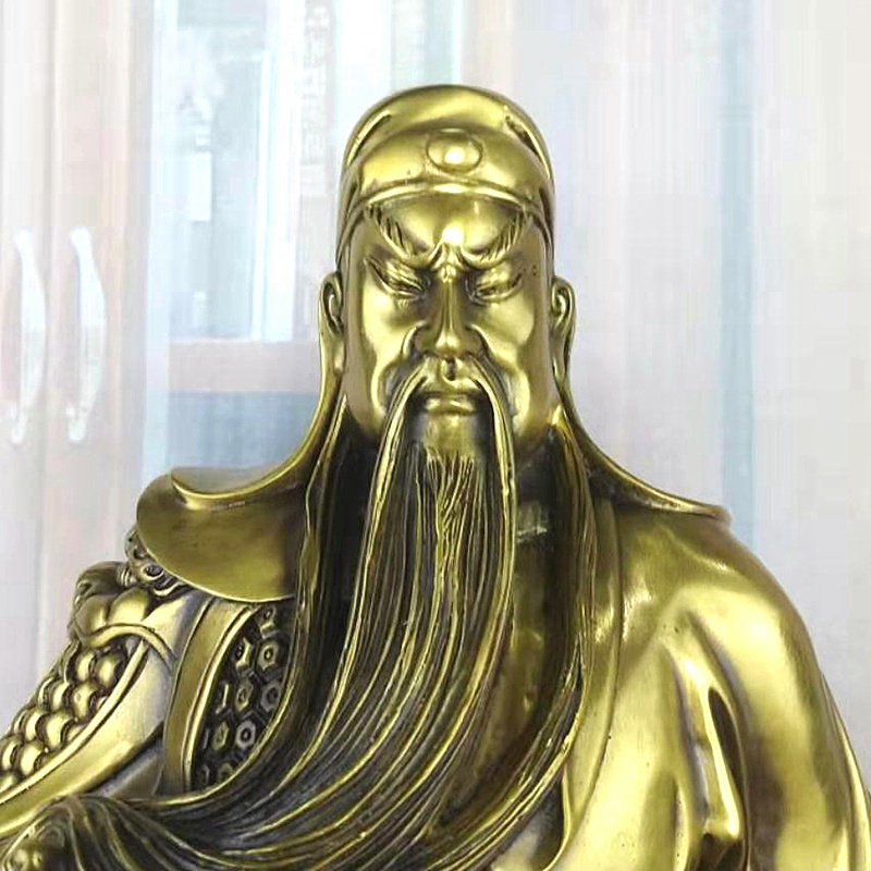 纯铜关公像慈面提刀关公铜像武财神爷关羽神像关二爷供奉家用摆件