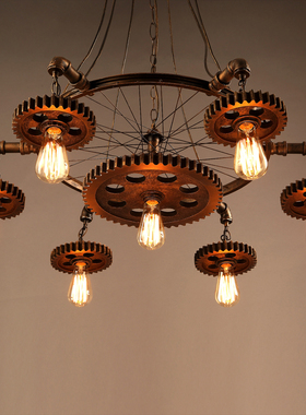 loft吊灯创意齿轮餐厅咖啡厅酒吧个性复古美式工业风过道铁艺灯具