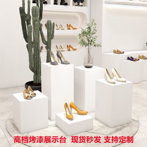中岛展台展厅地台白色烤漆展示台陈列架立柱花店展柜展会学校底座