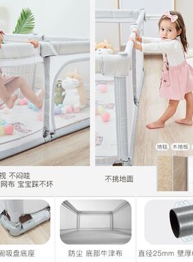 resfor折叠婴儿游戏围栏儿童室内地上爬行垫家用开关门宝宝防护栏