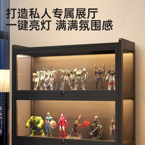 手办展示柜家用带锁带灯透明亚克力礼品模型收纳摆件玩具置物架子