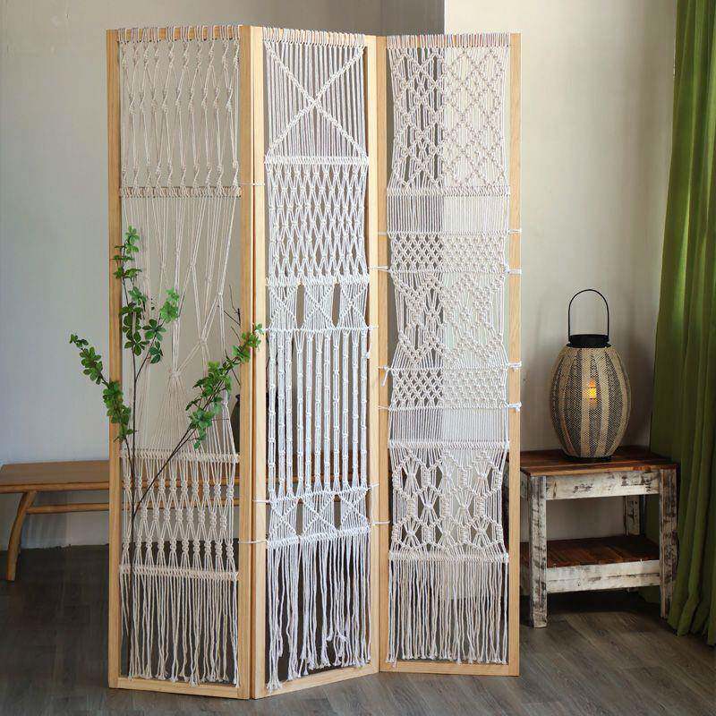 原木风创意木质屏风茶室挡摆件客厅断民宿波西PHT亚米风格隔风架