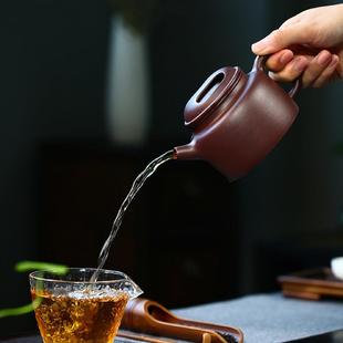 廠家直銷大容量茶壺全手工名家老紫泥霸氣牛蓋紫砂壺300毫升茶具