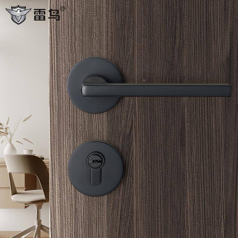 门雷鸟卧室门锁室内木锁吸静音磁CPL黑色分锁实木门家用体通用型