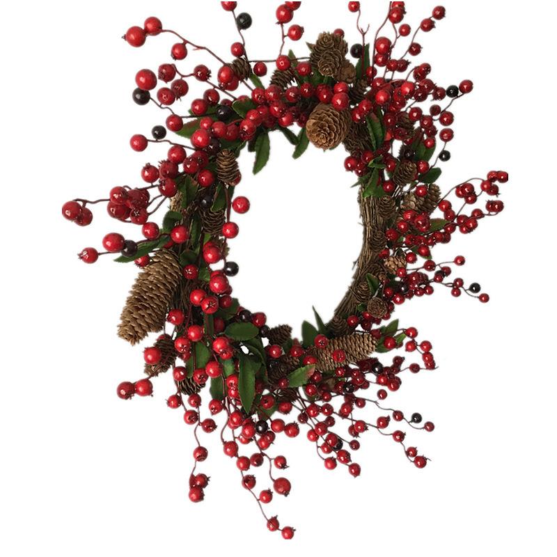 厂家圣诞花环环红电PNS色浆果花圈圣诞装饰门楣花商节采购