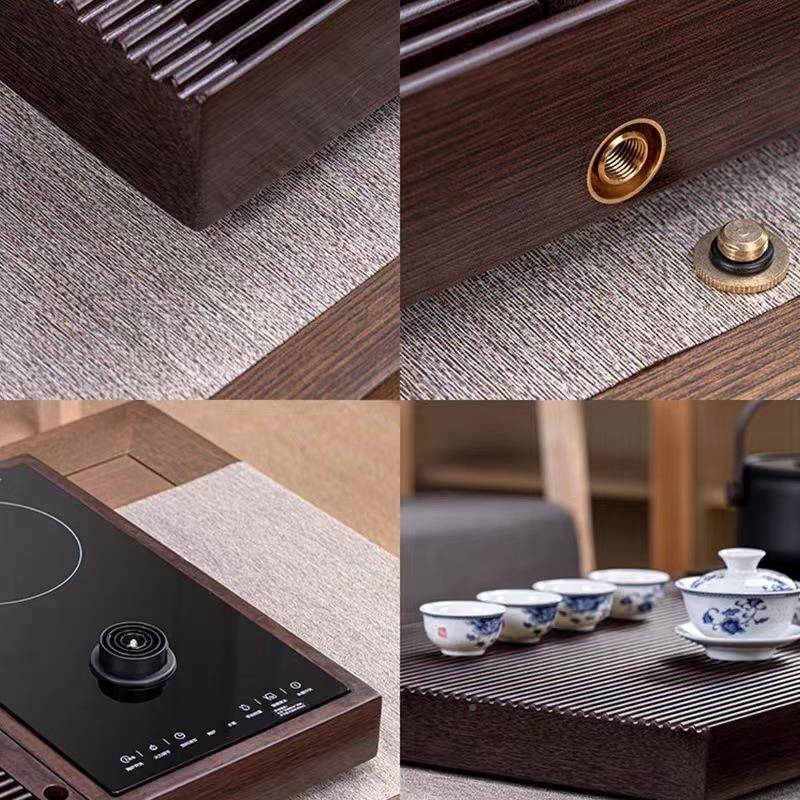 新款QJL高端具木茶盘可放电磁炉无用界茶台实木家用商电小大号茶