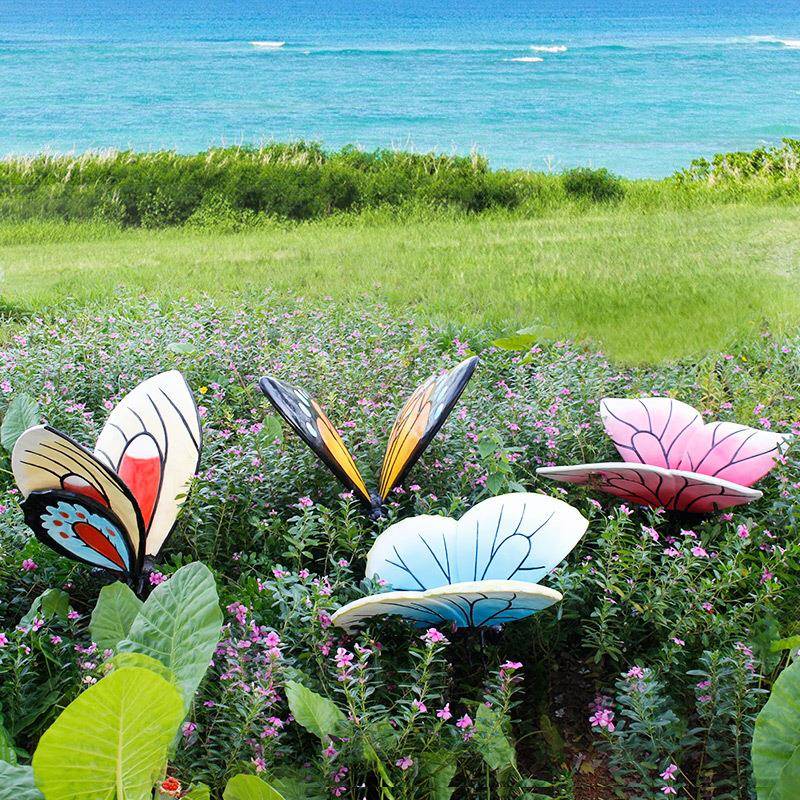 仿真物摆件蝴蝶插件玻璃钢小KEG雕动塑户外庭院花园饰园林景观装