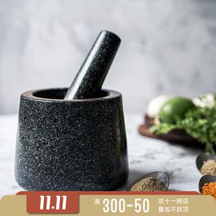 天花岗岩石臼家用蒜臼捣蒜器厨房手动捣然碎器辅食研磨AIY器香陵