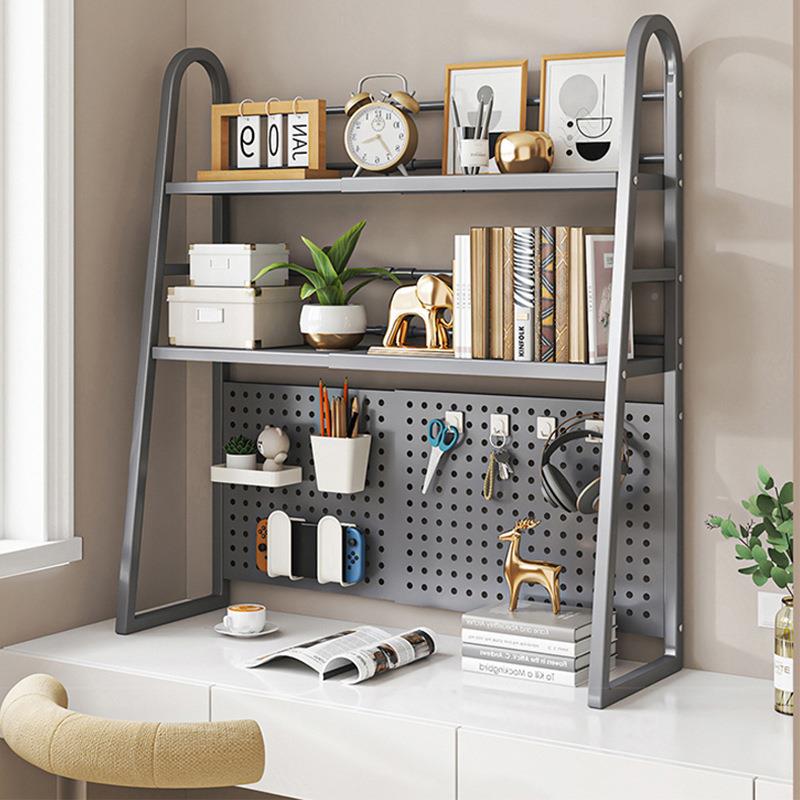 洞洞板桌面可架缩收伸纳纳置物架家用HDF多层桌上置物书桌电脑桌