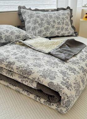 A缝类款小清新夹棉床盖单件榻榻米炕防滑绗床单三件套KYM四季盖通
