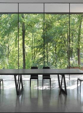 工业现代单古风长方CXC形多人办公会复议书房客厅黑色人台式桌电