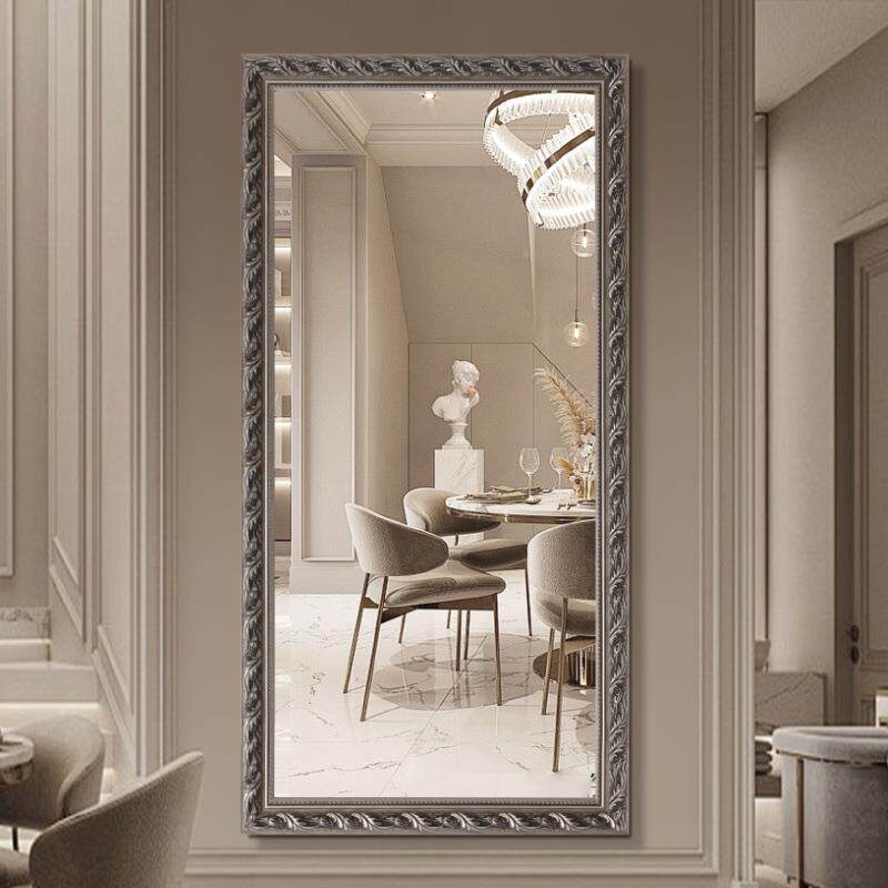 美式穿衣镜实木全镜镜欧式试衣壁挂落地镜身KPQ服装店大镜子装饰