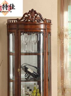 法式古典半圆柜进口边实木雕花储端酒物餐柜高客厅餐93708厅家具