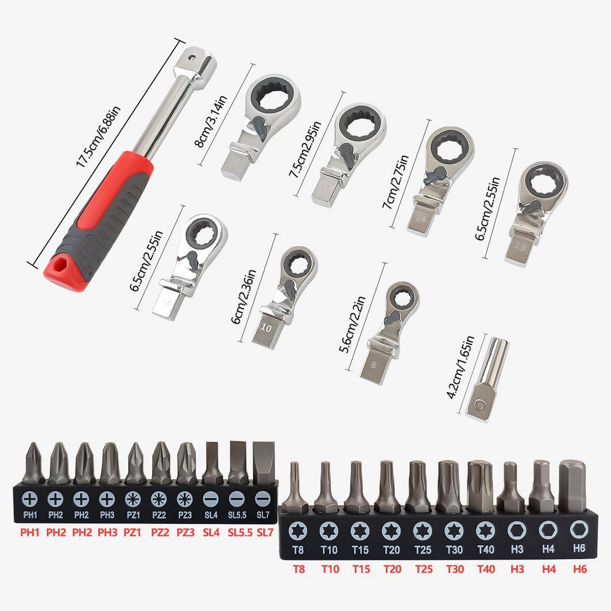 2pc可换头棘EGT轮扳手套装汽修扳9手组合多种方配件便快捷便于携s