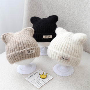 婴儿帽子秋冬季男宝宝韩版针织帽婴幼儿保暖外出护耳帽冬季毛线帽