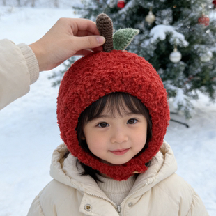 【成品】儿童帽子秋冬季保暖婴儿可爱针织护耳帽男孩女孩苹果帽子