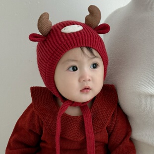 秋冬季宝宝套头帽子可爱百搭加厚保暖针织帽男女婴幼儿小童护耳帽