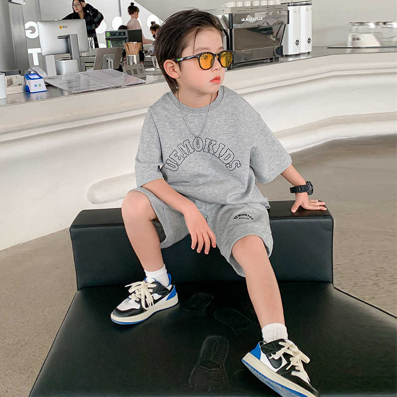 左西童装男童夏季短袖套装全棉2025新款中大儿童夏装运动休闲两件