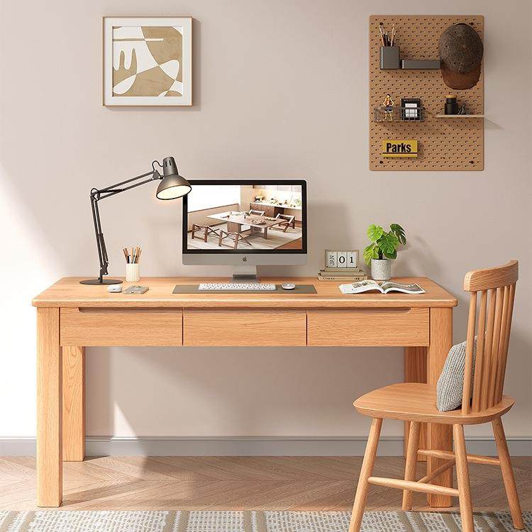 实木抽屉书桌儿童现代简约家用学生学习写字桌卧室化妆办公电脑桌
