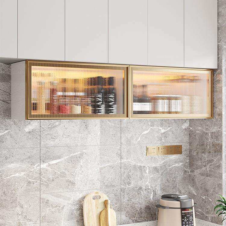 厨房吊柜下置物架厨房上翻柜玻璃门小吊柜壁挂置物柜铝合金调料柜