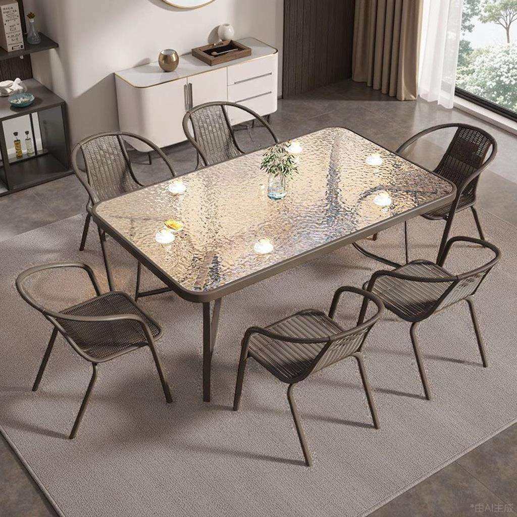 户外桌椅阳台露天桌椅套件小花园现代铁艺桌椅小茶几室外庭院桌椅