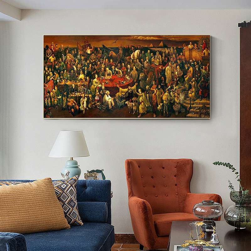 世界103位名人画与但丁讨论神曲油画世界名画装饰画客厅挂画壁画