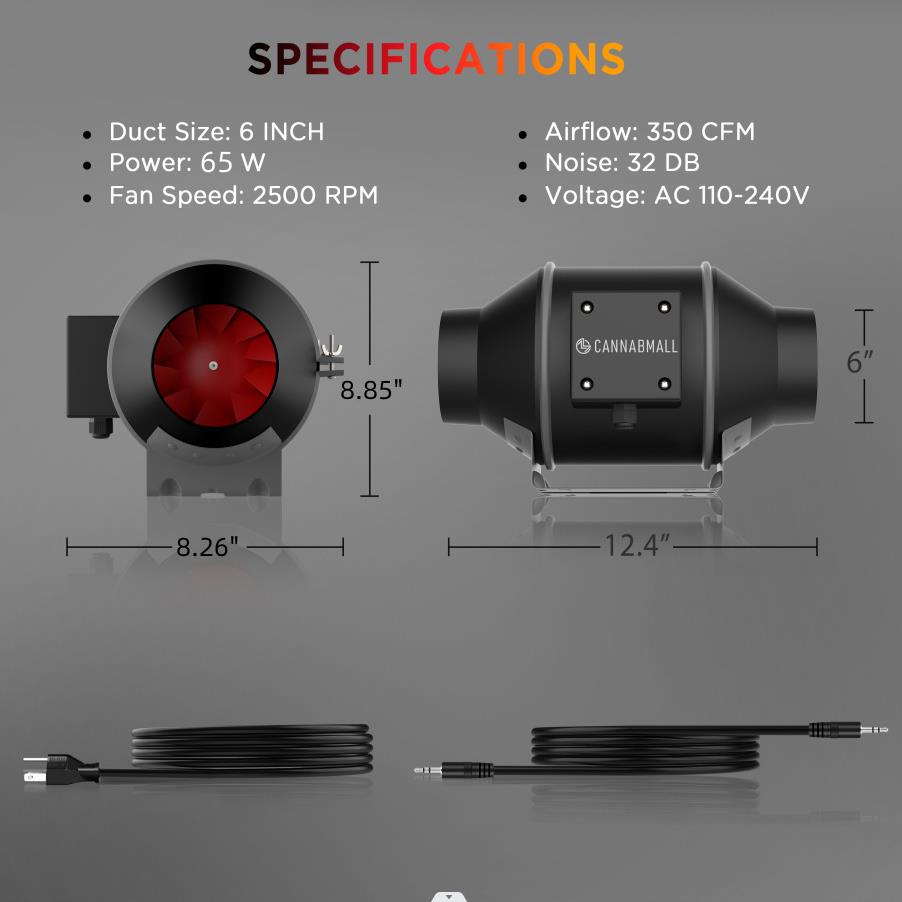 AC100-240V斜流管道风机强风排气扇换气油烟抽风机旋钮EC控制调速