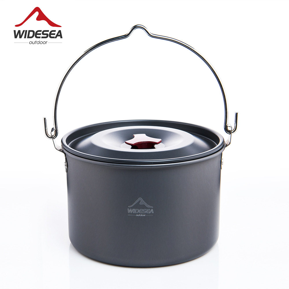 Widesea吊锅4-5人便携式户外炊具4L大容量野炊露营锅具铝合金野营