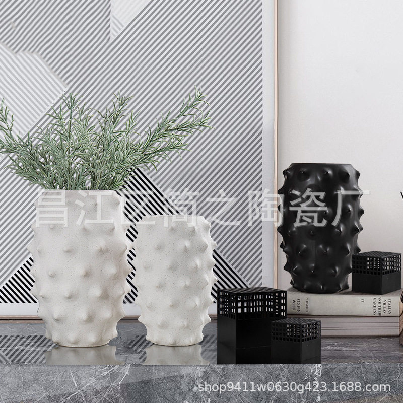 简约现代陶瓷菠萝仿真花瓶摆件