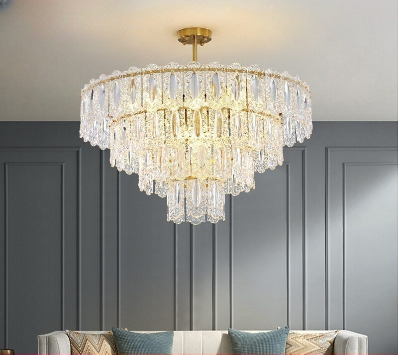 法式简约现代客厅吊灯 高档大气别墅大厅餐厅卧室轻奢led玻璃吊灯