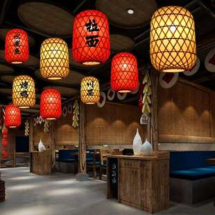 竹编手工灯笼印字仿古中式吊灯火锅餐饮店景区户外防水古风装饰灯