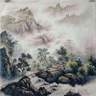 墨缘斋画家楼开敏作品国画山水画横幅文化书画艺术家居装饰