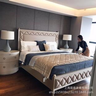 轻奢美式实木床1.8米主卧简约婚床公主床欧式双人大床香槟金色床