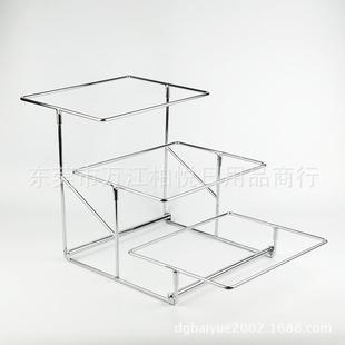 不锈钢三层自助餐盘展示架点心架1/2份数盆托盘架陈列架置物架