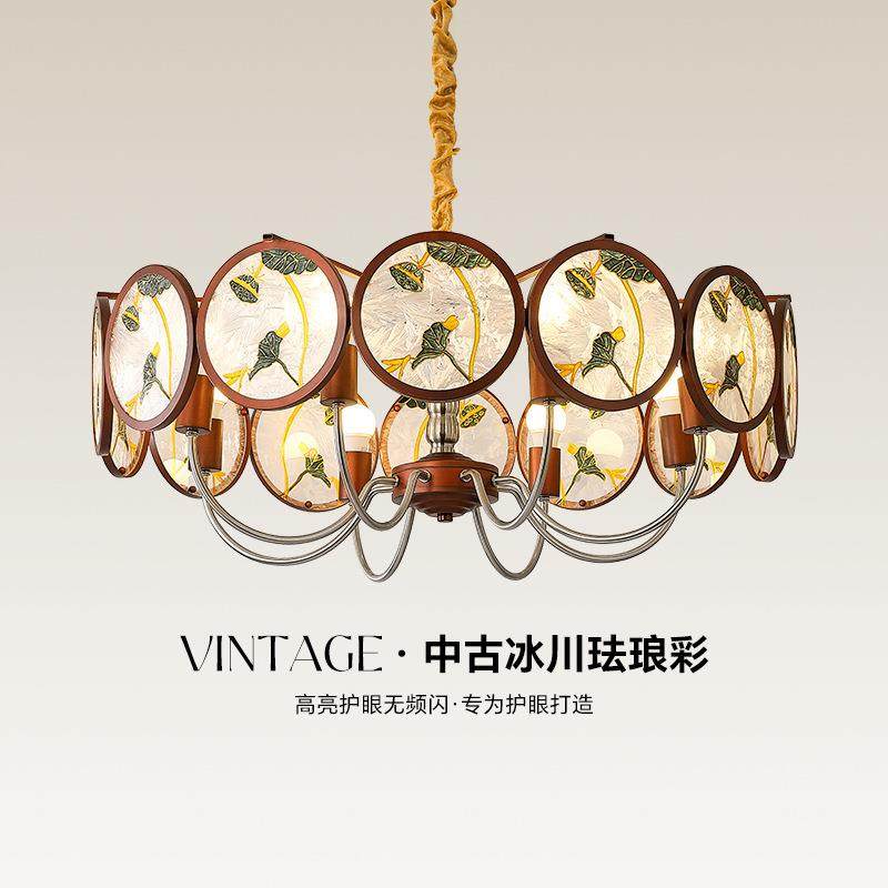 美式复古餐厅吊灯中古风设计师法式中国风宋代美学吧台岛台灯中山