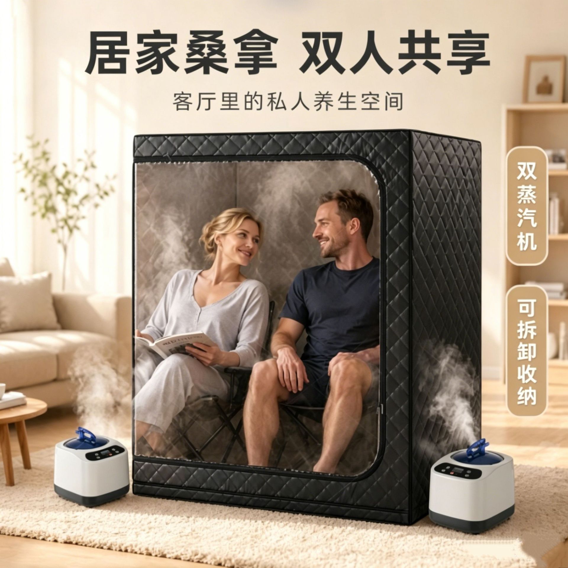 汗蒸箱家用双人款全身桑拿房支架款汗蒸房蒸汽式发汗桑拿浴箱热疗