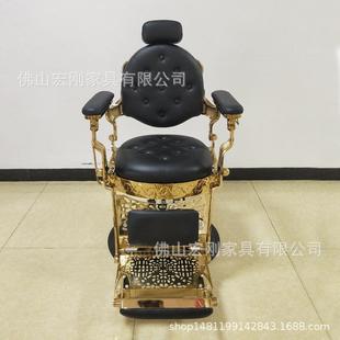 油头美发椅子欧式复古理发椅男士剪发椅理容椅高端理发店椅可放倒