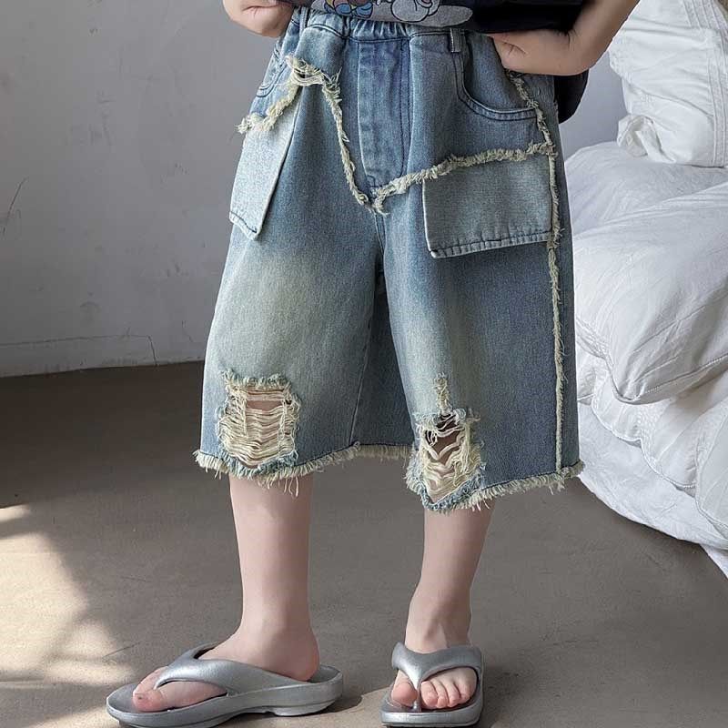 男童破洞牛仔短裤夏季薄款2025新款男童不规则五分裤男孩个性裤子,童装/婴儿装/亲子装,裤子,淘宝优惠券,粉丝福利购,淘宝优惠卷